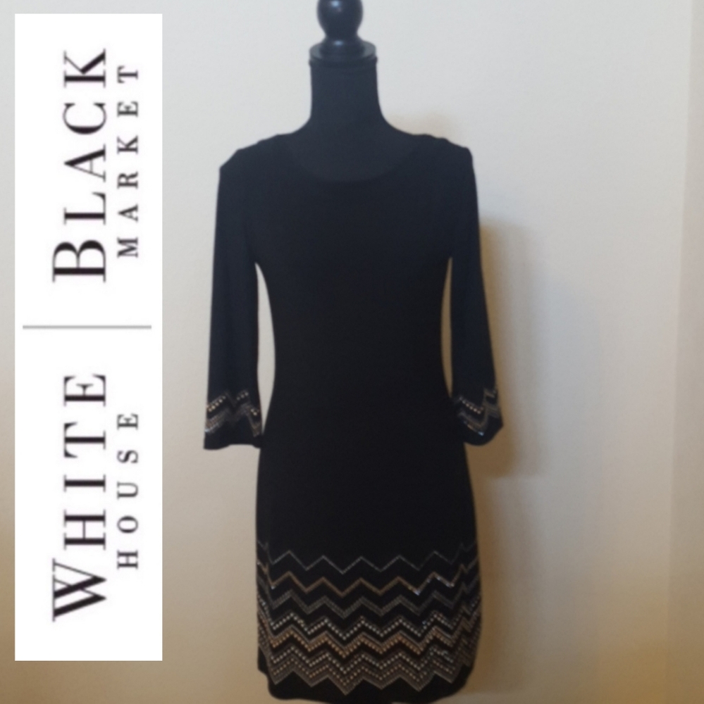 ❤HP❤️NWOT WHBM Black Embellished Sheath Dress❤Size XS
